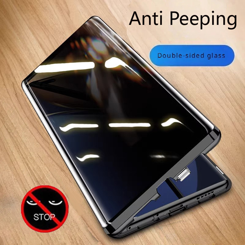 Anti Spy Privacy Glass Case - Metall Handyhülle doppelseitiges Glas für Samsung