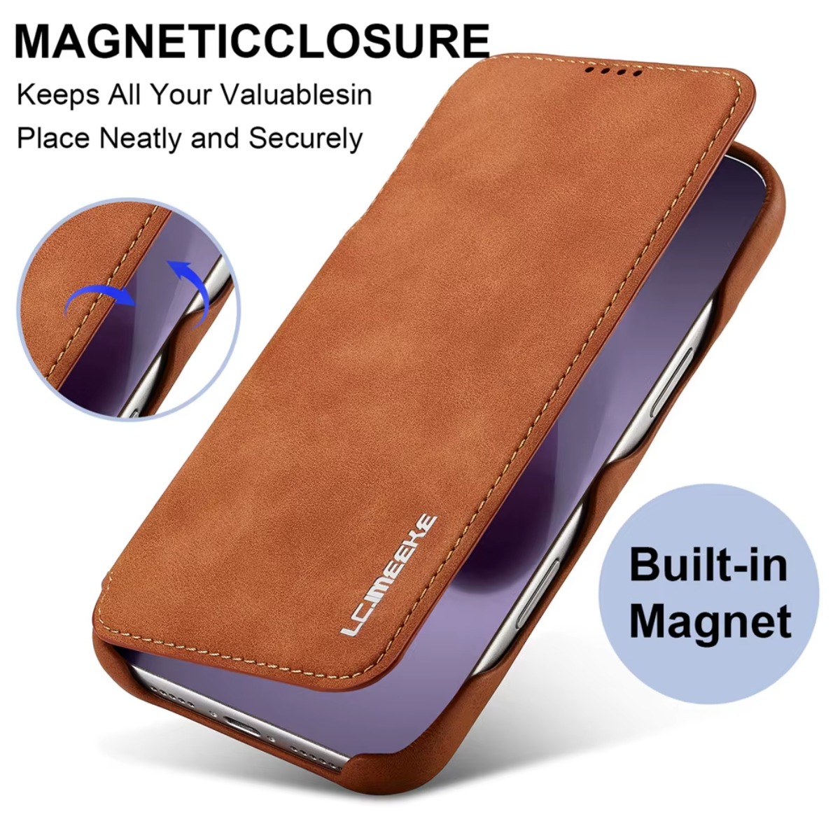 Leather Wallet Card Holder Phone Cover - Leder-Geldbörse, magnetische Flip-Cover mit Kartenhalter für