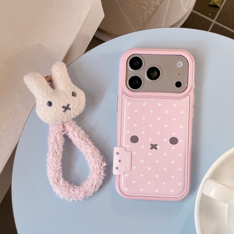 Cute Cartoon Wrist Strap Silicone Case - Niedliche Cartoon Rosa Miffy Stern Leder