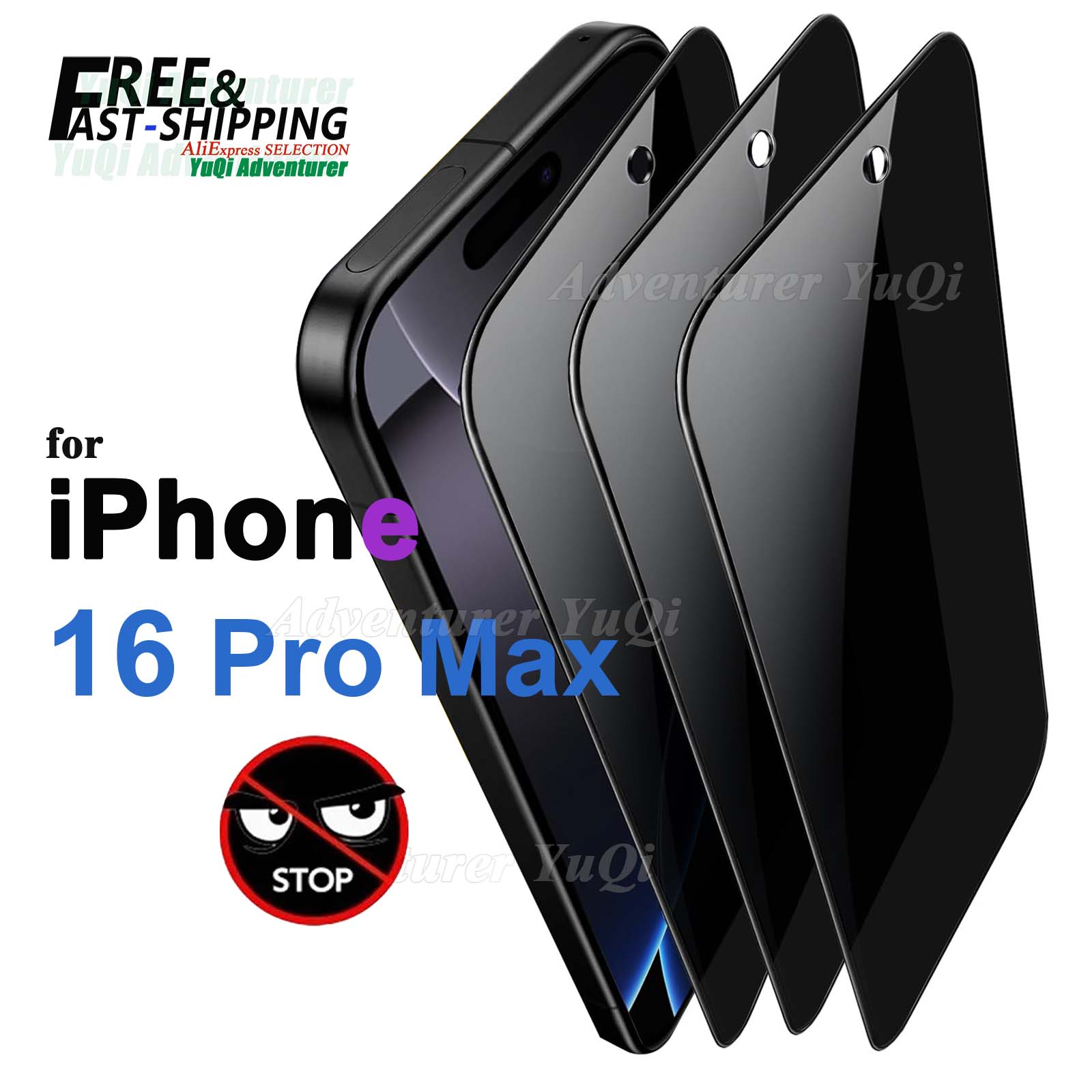 Anti Spy Privacy Glass Case - Anti-Spionage-Displayschutz für iPhone 16 Pro Max