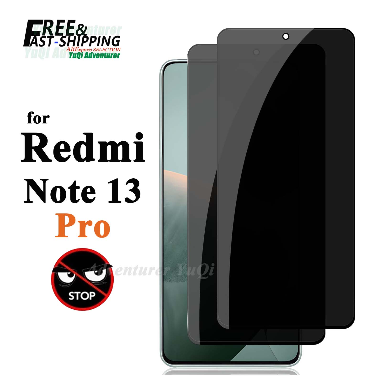 Anti Spy Privacy Glass Case - Anti-Spionage-Displayschutz für Redmi Note 13 Pro