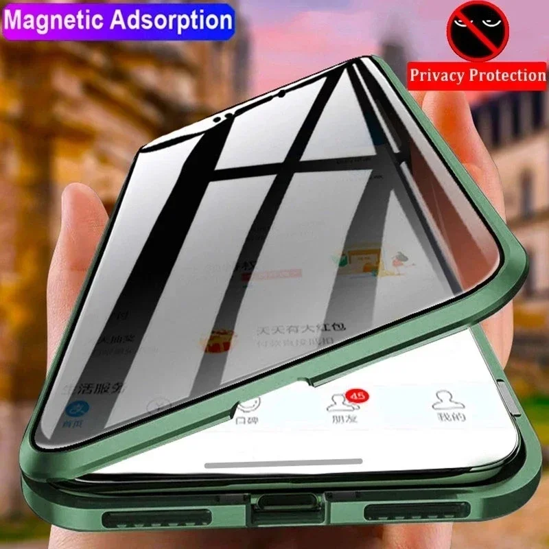 Anti Spy Privacy Glass Case - Anti-Spionage Doppelseitige Datenschutz-Handyhülle aus Gehärtetem Glas