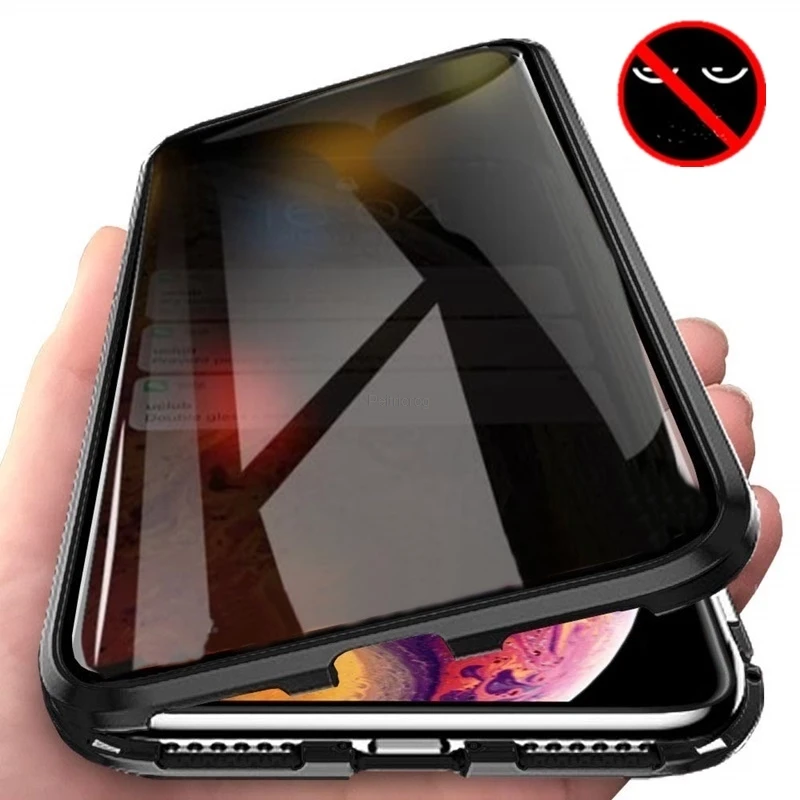 Anti Spy Privacy Glass Case - Magnetisches Gehäuse aus gehärtetem Glas mit