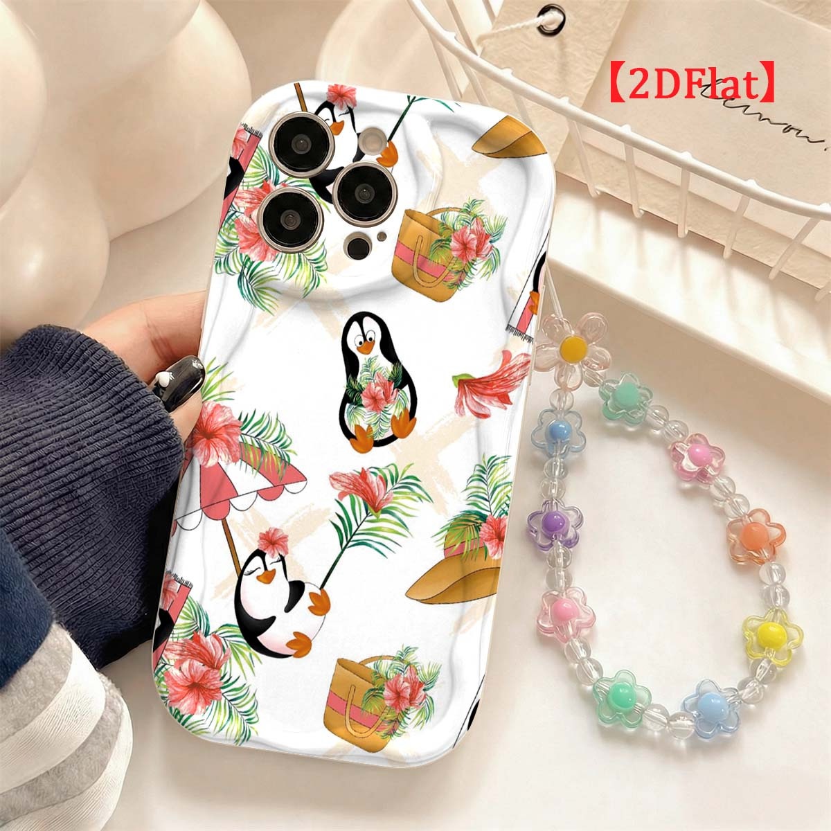 Cute Cartoon Wrist Strap Silicone Case - Niedliche Handyhülle mit Pinguin-Motiv für iPhone