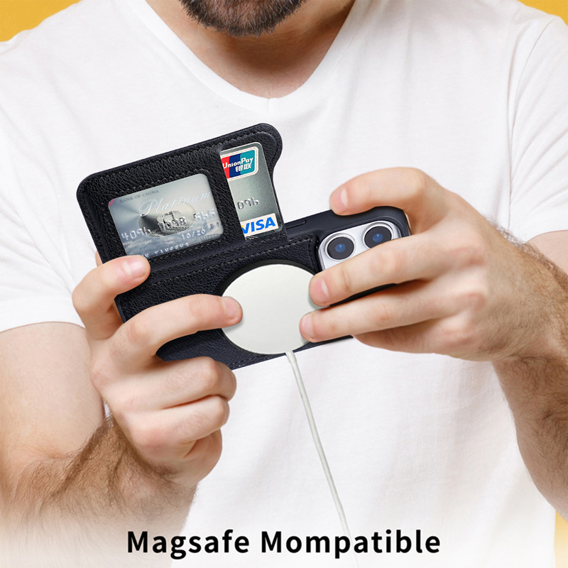 Magsafe Magnetische Leder-Brie – Leather Wallet Card Holder Phone Cover Bewertung und Preis