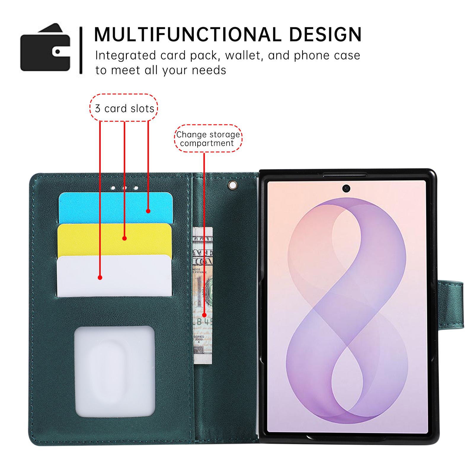Luxuriöse Business-Lederhülle  – Leather Wallet Card Holder Phone Cover Bewertung und Preis