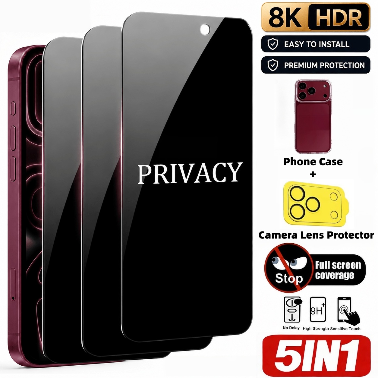[5-teiliges Set] 3 Stück Sicht – Anti Spy Privacy Glass Case Bewertung und Preis